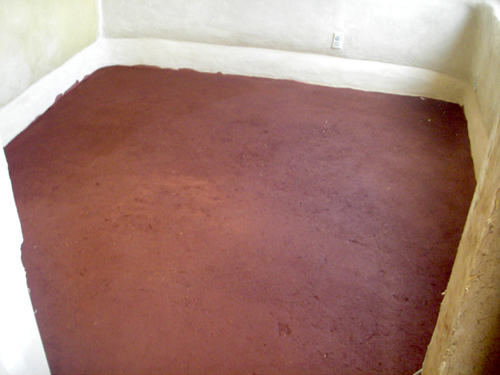 mud floor, linseed oil top coat